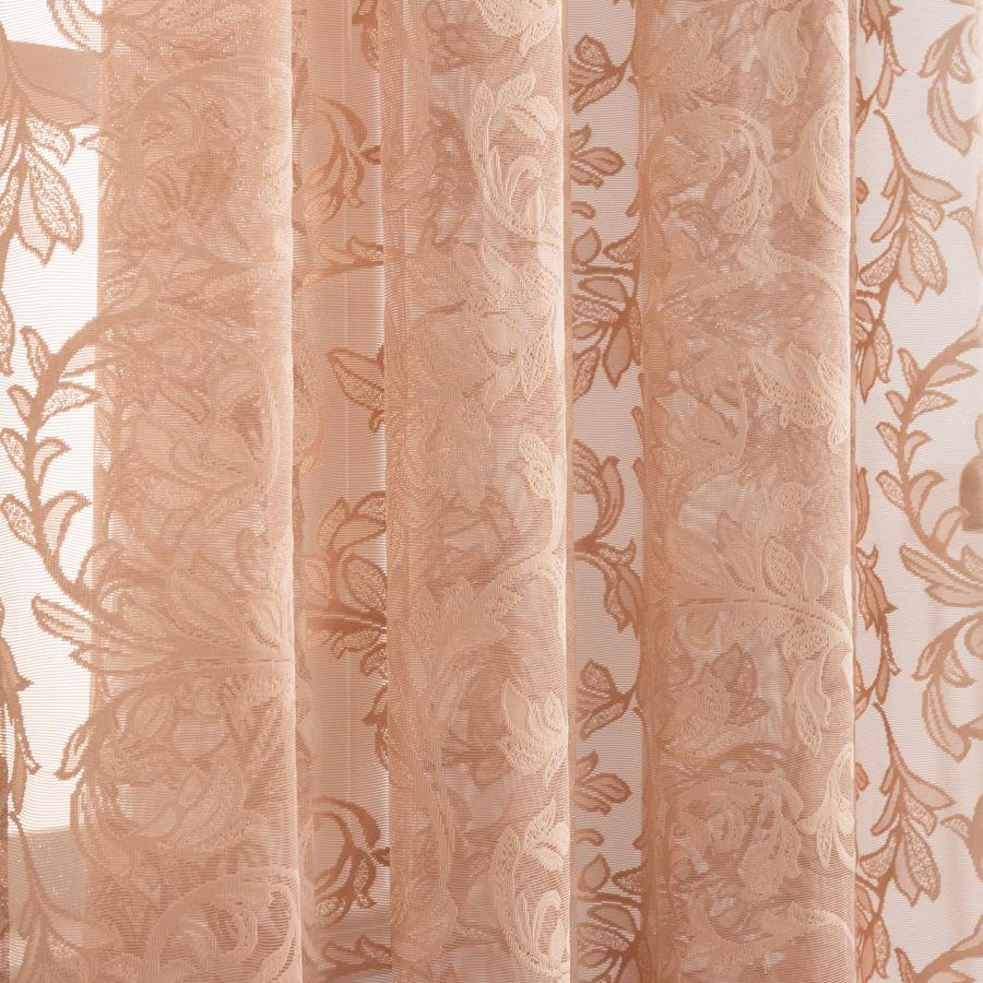 Embroidered Leaf Pattern Sheer Curtains, Polyester Lightweight Decorative Drapes for Living Room, Bedroom, Dining Room, Office