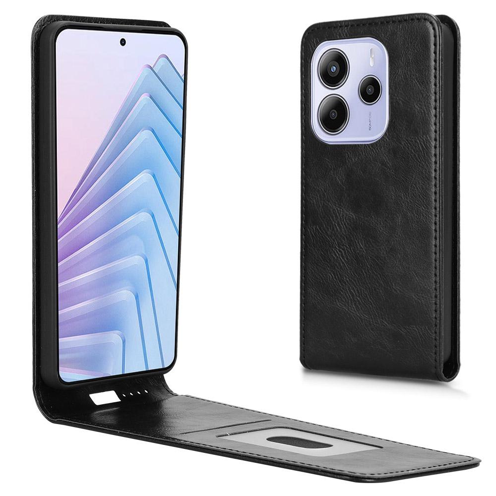 For Xiaomi Redmi Note 14 4G (163.25x76.55x8.16mm) Etui med kortlomme Magnetisk vertikalt flipdeksel i lær