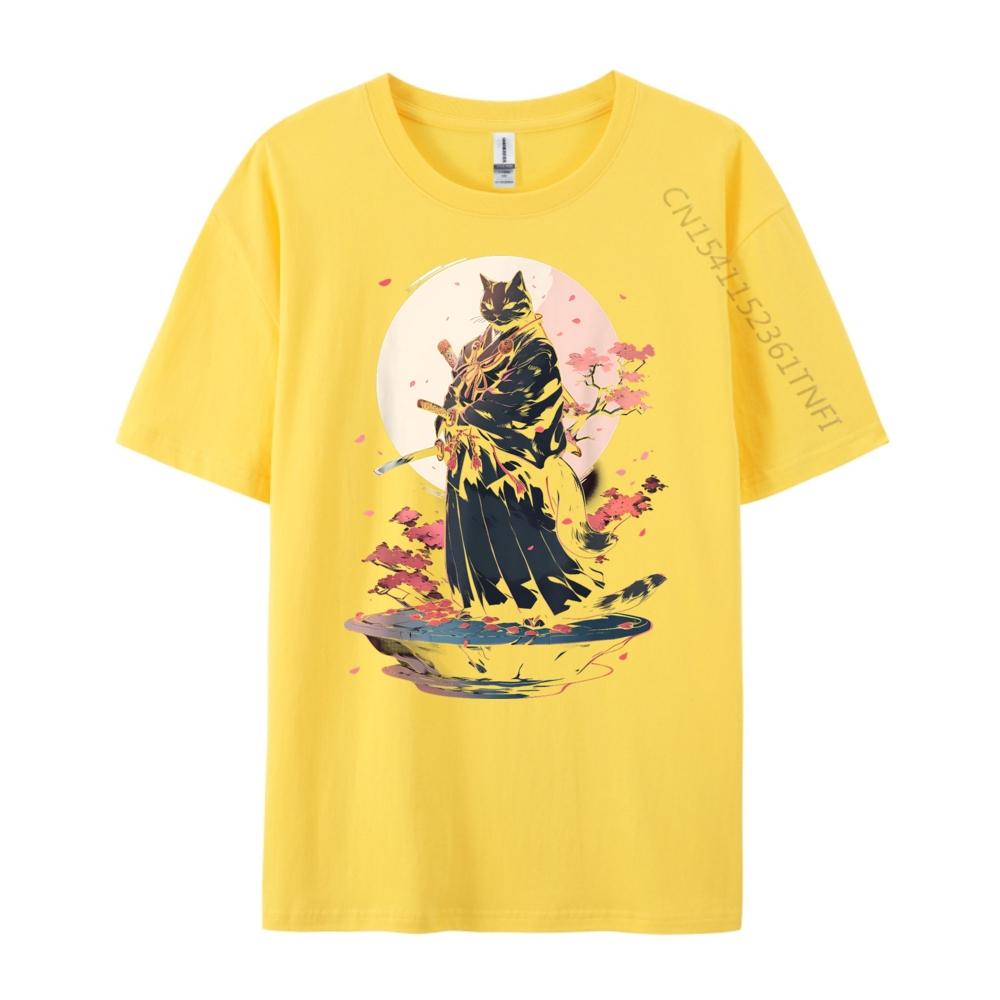 Cat Samurai Ninja Cat Samurai Art Ukiyo E Grahpic Tee Shirt Breathable Mens Clothing Deals Street