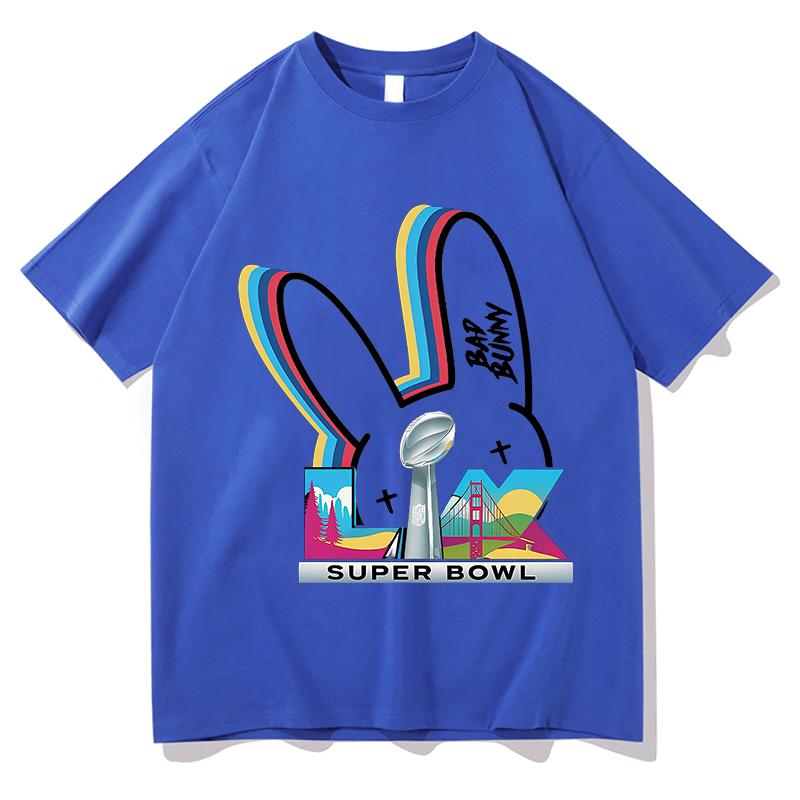 Bad Bunny Super Bowl Tshirts Short Sleeve Pure Cotton Oneck Fashion Tshirts Men Women Summer Unisex Streetwear Hip Hop Tops