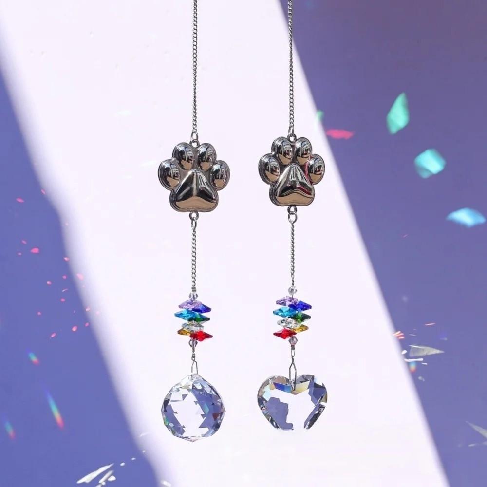 Hanging Dog Paws Print Pendant Transparent Exquisite Crystal Window Decoration Handmade Sun Catchers Courtyard