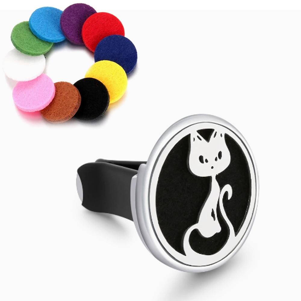 

Автомобильный аромадиффузор для эфирных масел - Освежитель воздуха с зажимом для вентиляционного отверстия из нержавеющей стали и 10 сменными подушечками A