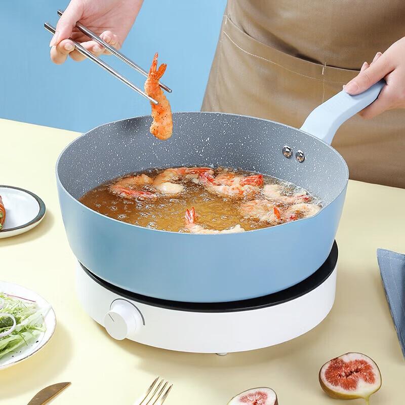 COOKER KING 24cm Deep Maifan Stone Non-Stick Frying Pan with Lid