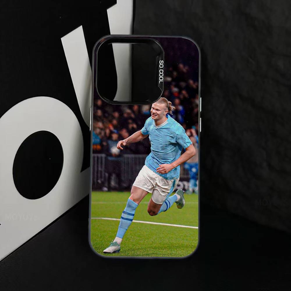 Football Star E-Erling H-Haaland Phone Case For iPhone 17,16,15,14,13,12,11 Plus,Pro Max,XS,Colored Silver Plated Inside Cover