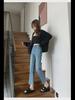 Women's High-Waist Slim Black & Gray Cropped Cigarette Pants for Autumn/Winter