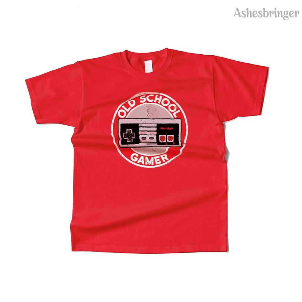 Mens Cotton Old school gamer 8 bit Graphic Retro T Shirt Street Casual Style Tee for Men and Women
