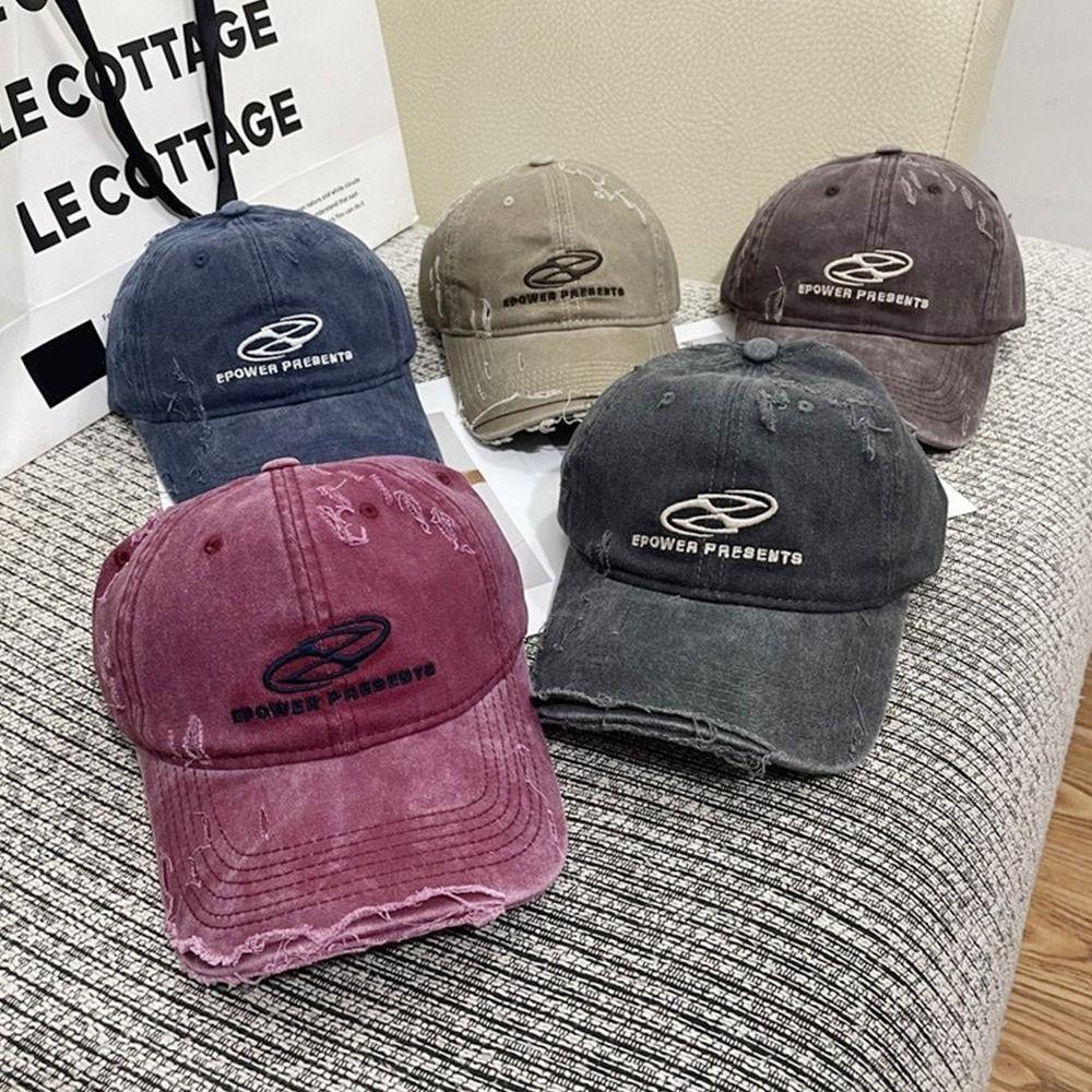 Hip Hop Peaked Hats Letter Embroidery Dad Tucker Hat Adjustable Denim Baseball Cap  for Men Women