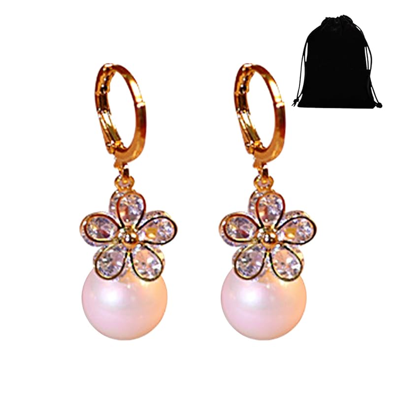 

Zoomers earrings Sakura ladies pearl pearl flower motif gold zirconia cute South Korea simple wedding present gift ceremonial occasions formal