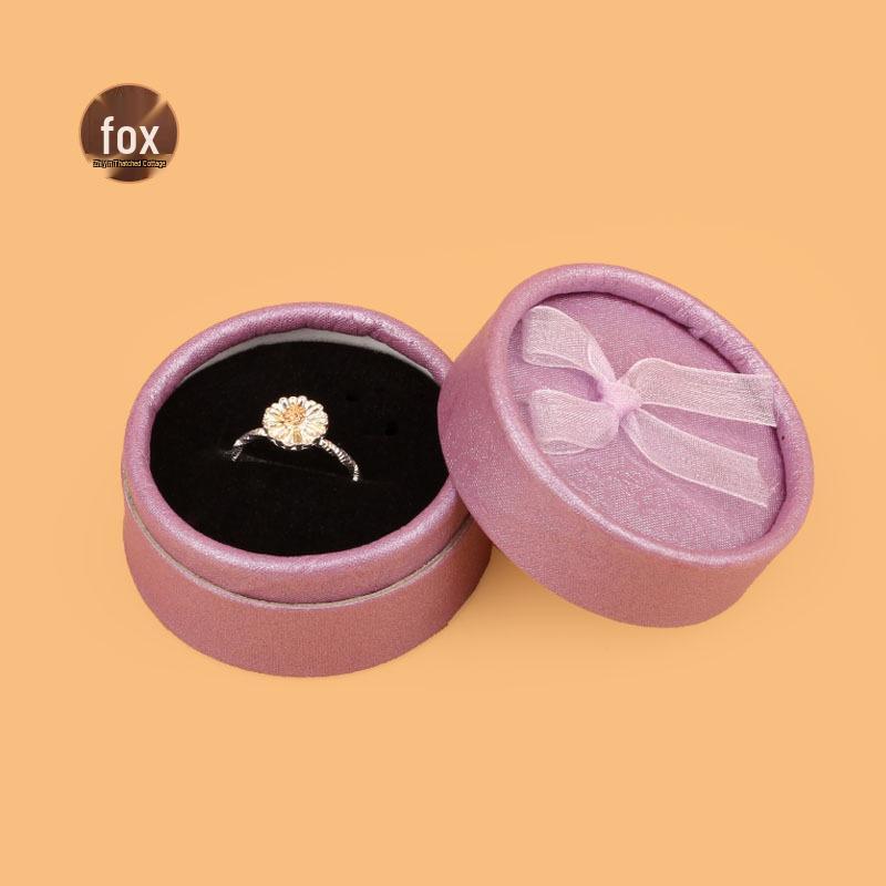 Small Bowknot Round Jewelry Box for Rings and Earrings