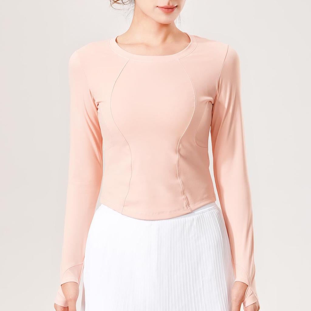 Lulu Slimming Long-Sleeve Yoga T-Shirt: Autumn/Winter Round Neck, High Elastic Slim Fit