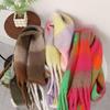 Women's High-Grade Colorful Plaid Mohair Scarf - Thick, Warm, and Versatile for Winter