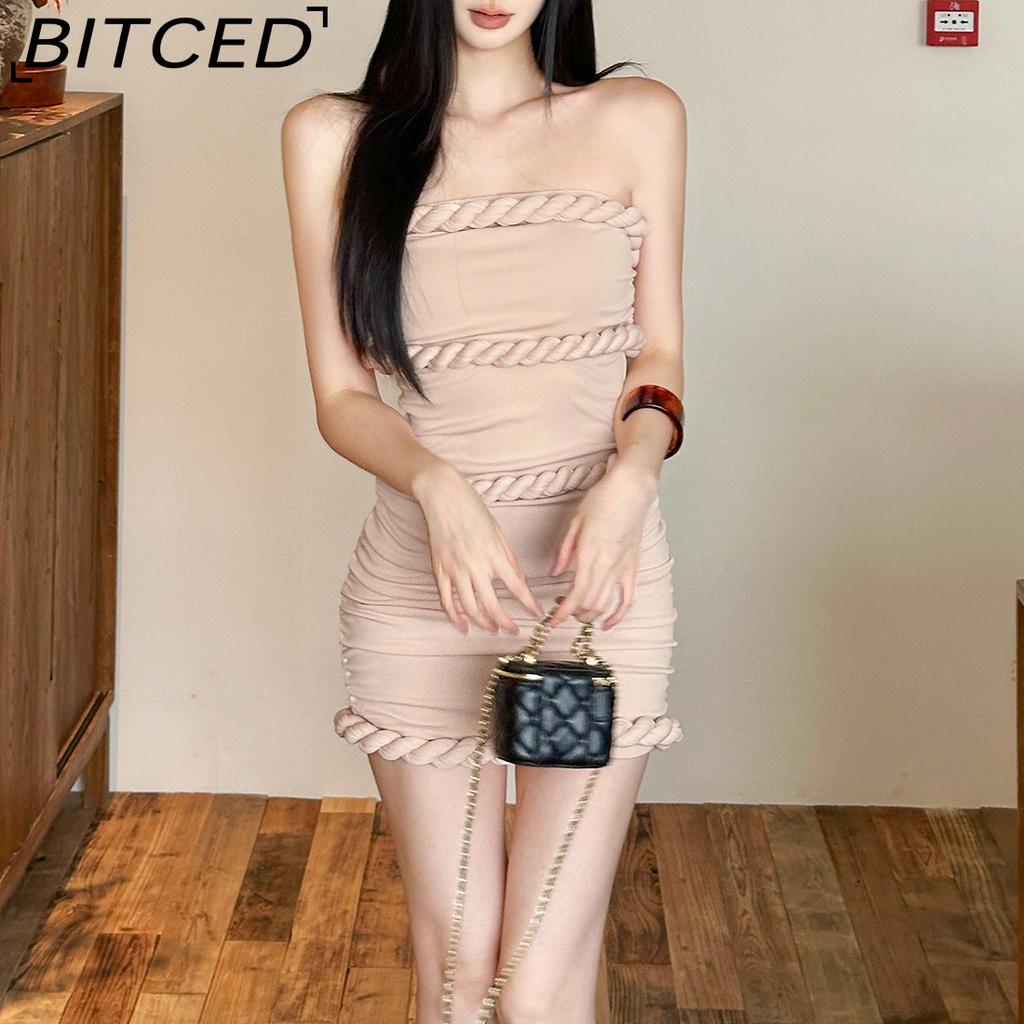 BITCED Women's Summer Waist-Defining Sleeveless Strapless Dress