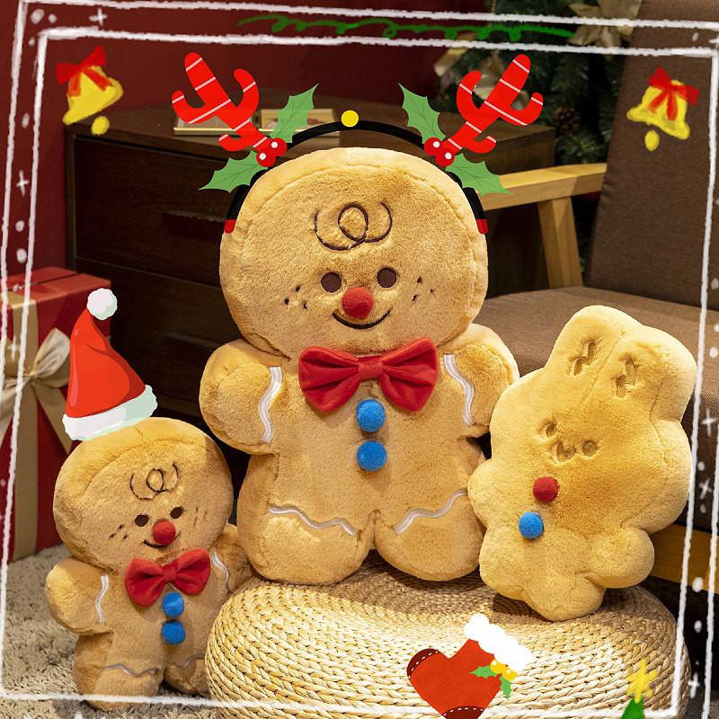 Gingerbread Christmas Man Plush Rabbit Toy Stuffed Animal Doll Xmas Decor Home