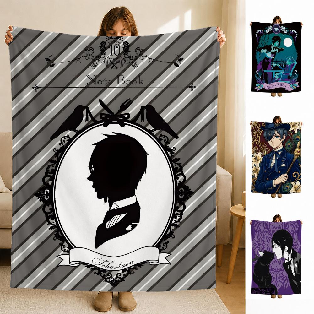 anime BBlack BButler Throw Soft Flannel Blanket for Bed Bedroom Sofa Picnic Throw Skinfriendly Breathable Gift Cover
