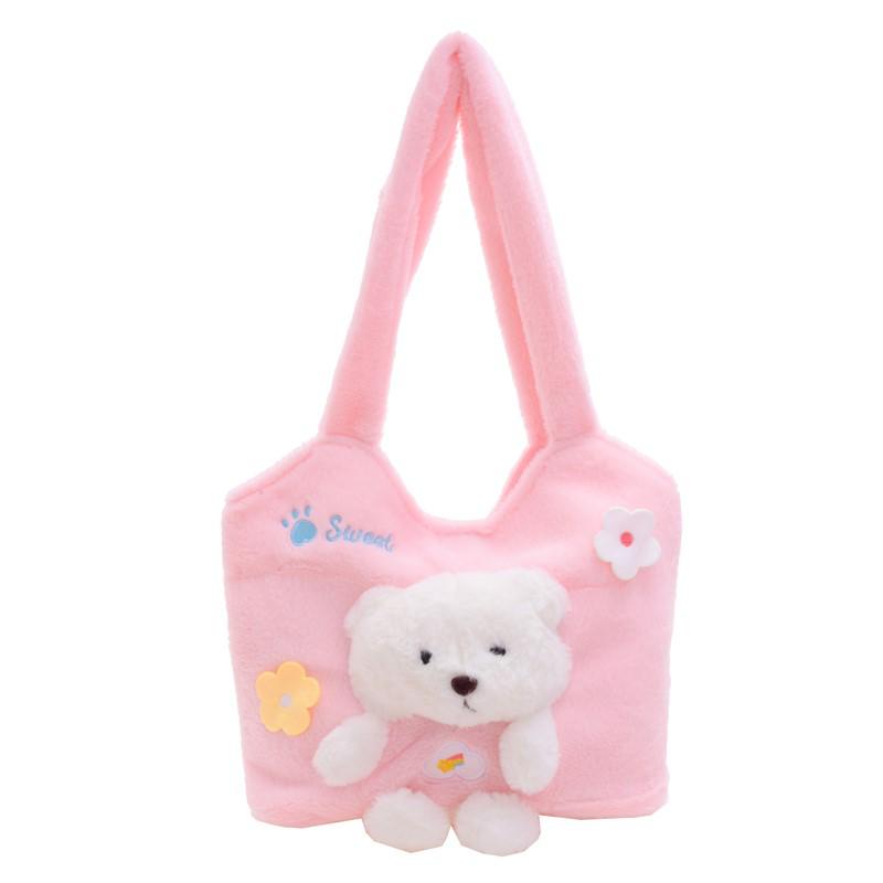 Autumn/Winter Women's Plush Cartoon Tote Bag with Large Capacity
