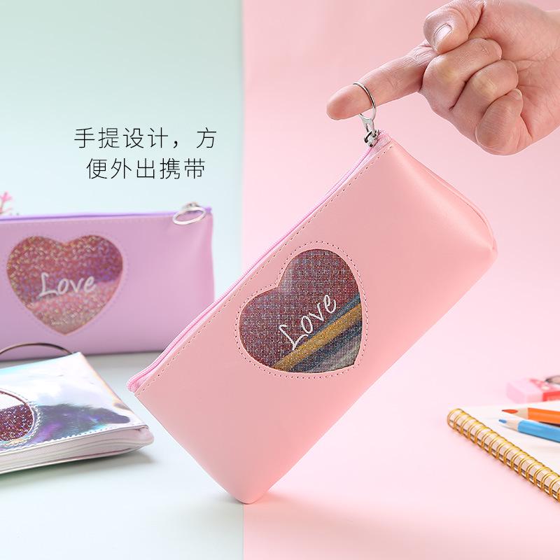 1 Pcs Kawaii Pencil Case Laser love Estuches School Pencil Box Pencilcase Pencil Bag School Supplies Stationery