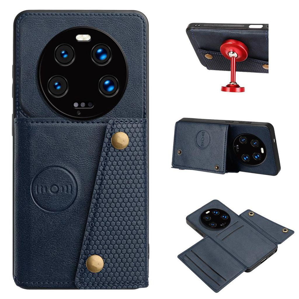 PU Leather Wallet Phone Case for Xiaomi 13 Ultra Multiple Card Slots Dual Metal Button Closure Shockproof Full‑Body Protective Cover