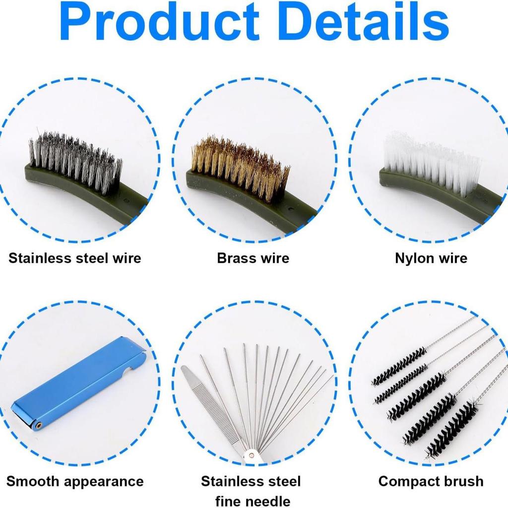 Steel Wire Brush Carburetor Cleaning Kit - Multi-Tool Set for Precise Cleaning