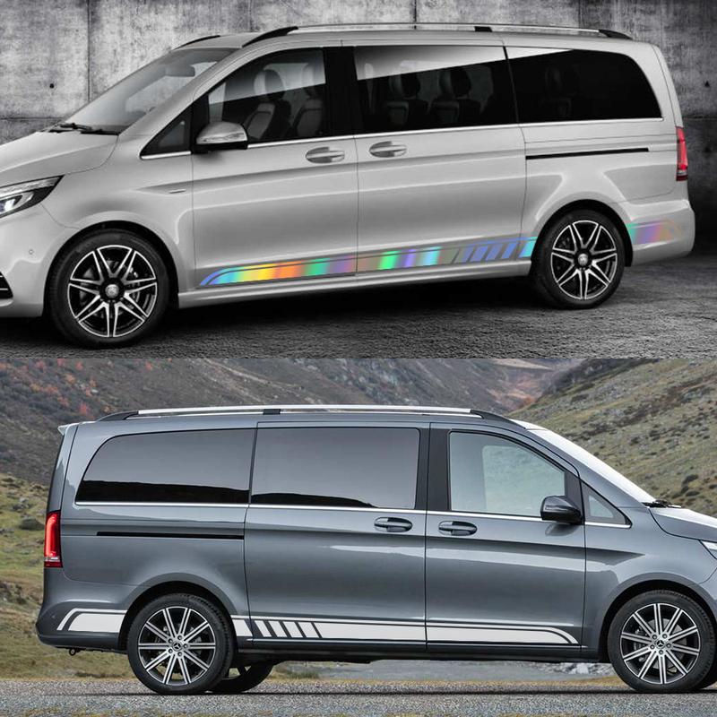 Car Side Door Stickers Long Stripes Vinyl Film Wrap Decals For Mercedes Benz Vito Viano V Class w447 v260 Auto Accessories