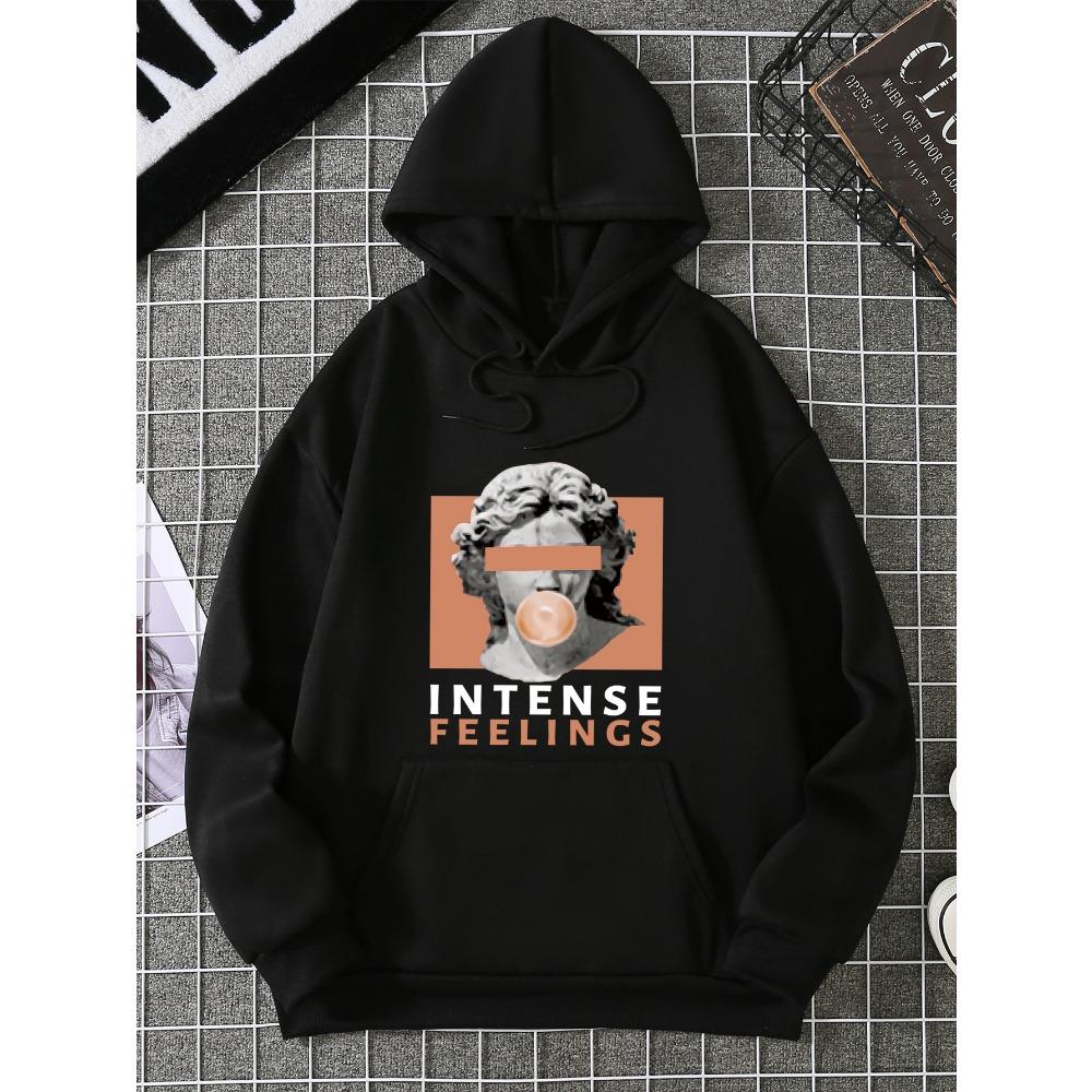 INTENSE FEELINGS Creative Printing Female Hoodies Pocket Loose Pullover Hip Hop Women Multicolor Hoodie Casual Clothes