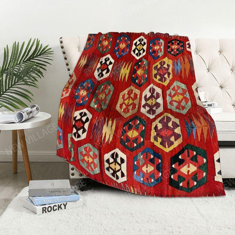 Bohemian Pattern Digital-printed Polyester Bedroom Velvet Flannel Cover Blanket Fleece Soft Sofa Cover Blankets for Beds