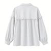 Womens Button Down Linen Shirts Collar Long Sleeve V Neck  Tops