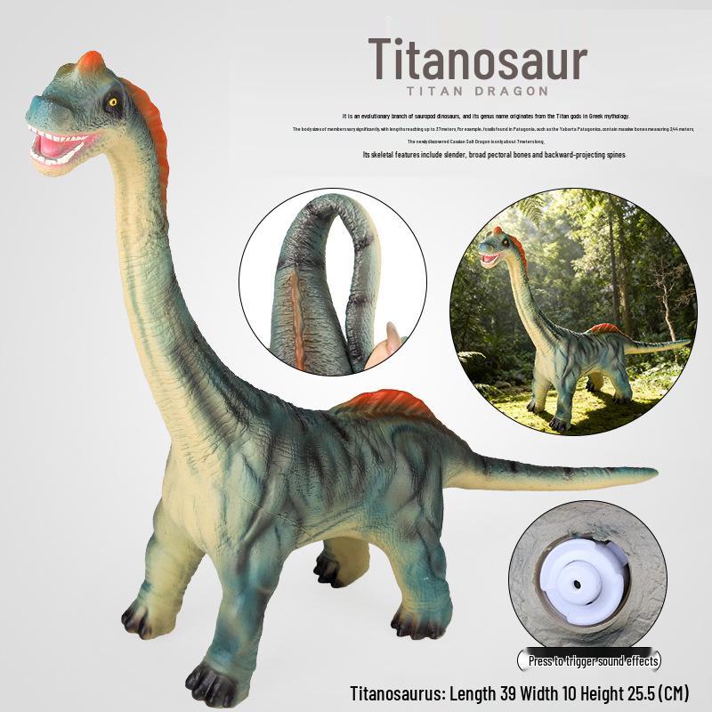 Large Soft Jurassic Dinosaur Toy - Tyrannosaurus Rex, Titanosaur & Brachiosaurus Models for Kids' Cognitive Learning
