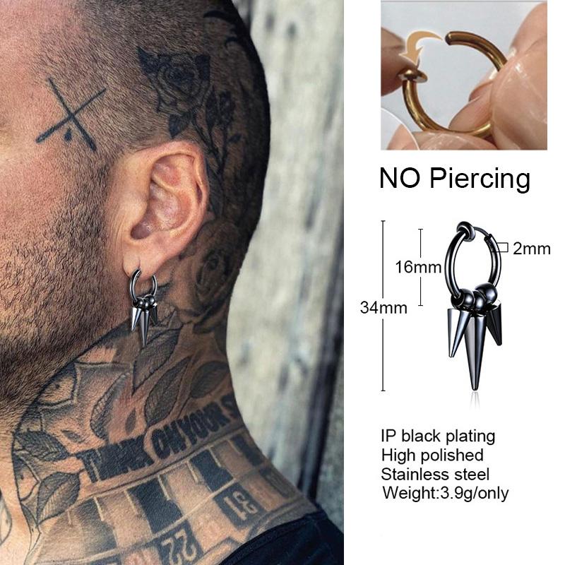 Lightning Bolt Charm Hoop Huggie Copper Color Earrings for Men Stainless Steel Hinge Hoops Lightnings