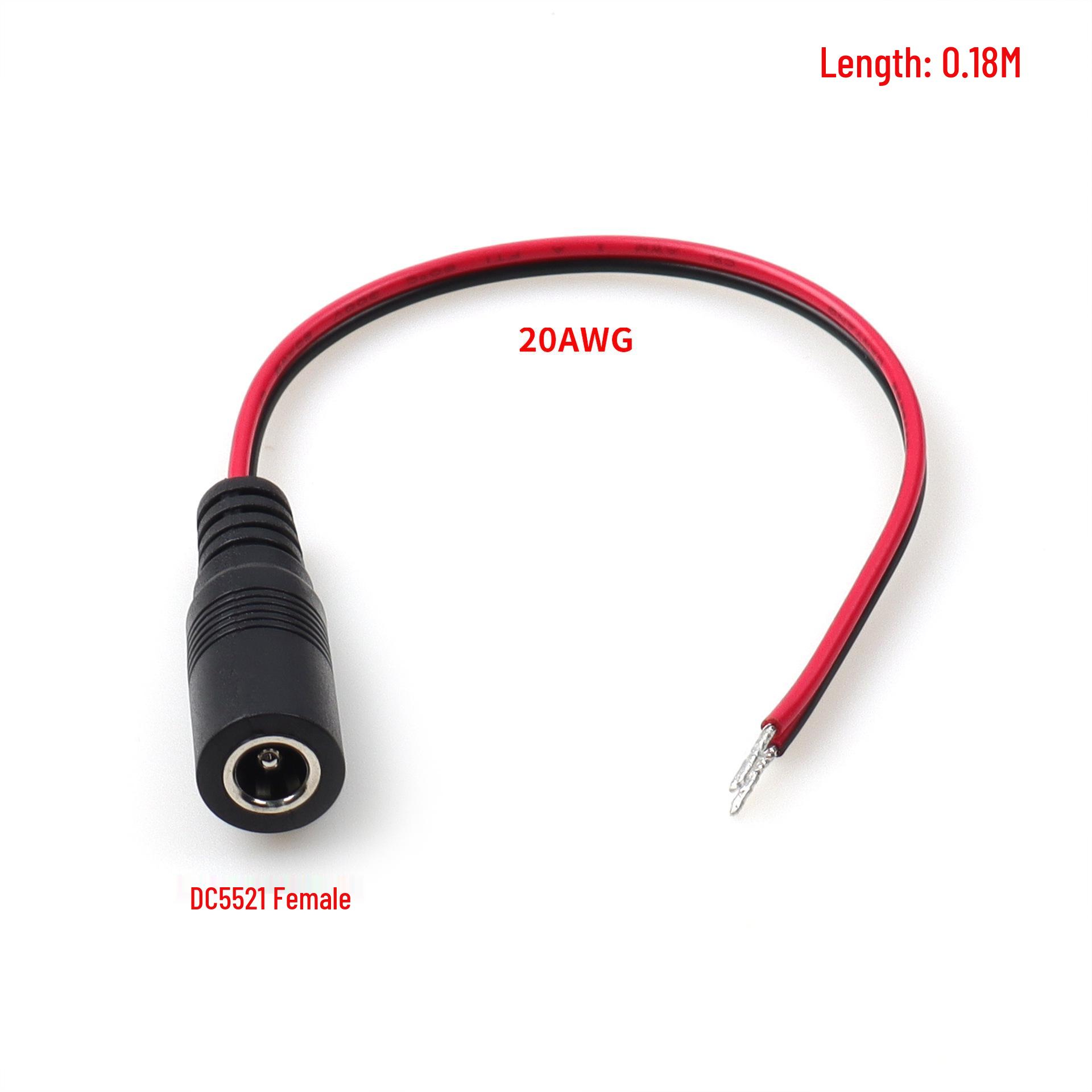 

0.18m DC5521 Female Power Cord - Red/Black Pure Copper Wire