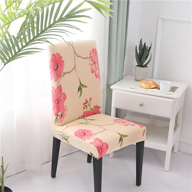 Printed Dining Chair Case Spandex Elastic Chair Slipcover Case Stretch Seat Covers For Wedding Hotel Banquet Home Use Dining Room