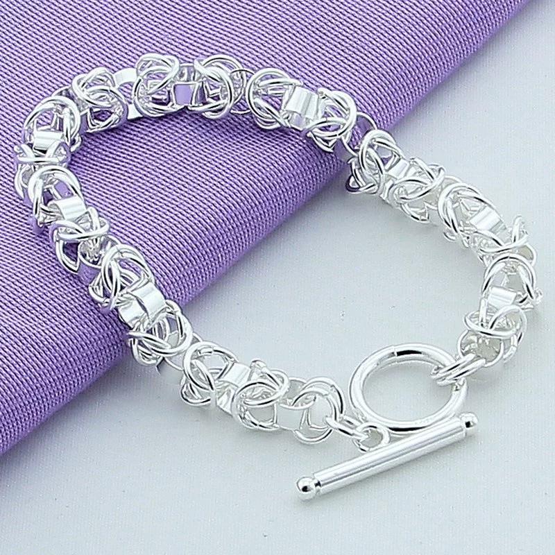 Ladies Bracelet Jewelry Handmade Circle Creativity Design Chain Link OT Buckle Bracelet Silver Color for Men Women