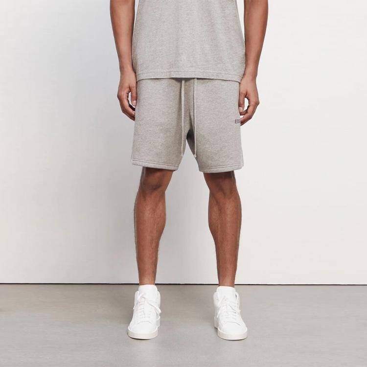Fear of God Essentials Reflective Logo Drawstring Sweatshorts Unisex Bottoms Heather-Oat 0160250500081260