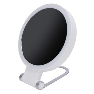 Double Sided LED Makeup Mirror 3000K 5500K 8000K Stepless Dimmable 1X 10X Magnifying Mirror with Foldable Handle