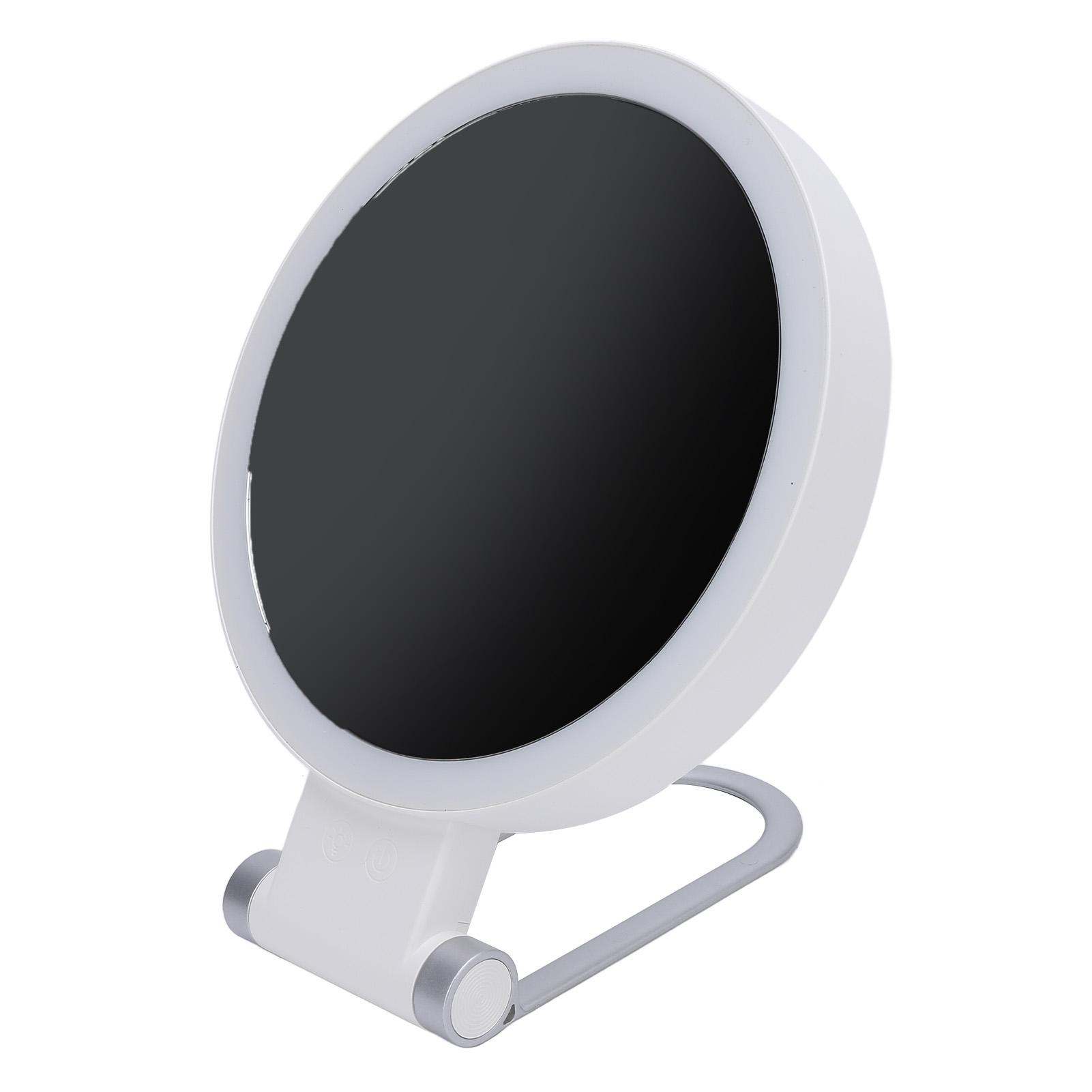 

Double Sided LED Makeup Mirror 3000K 5500K 8000K Stepless Dimmable 1X 10X Magnifying Mirror with Foldable Handle