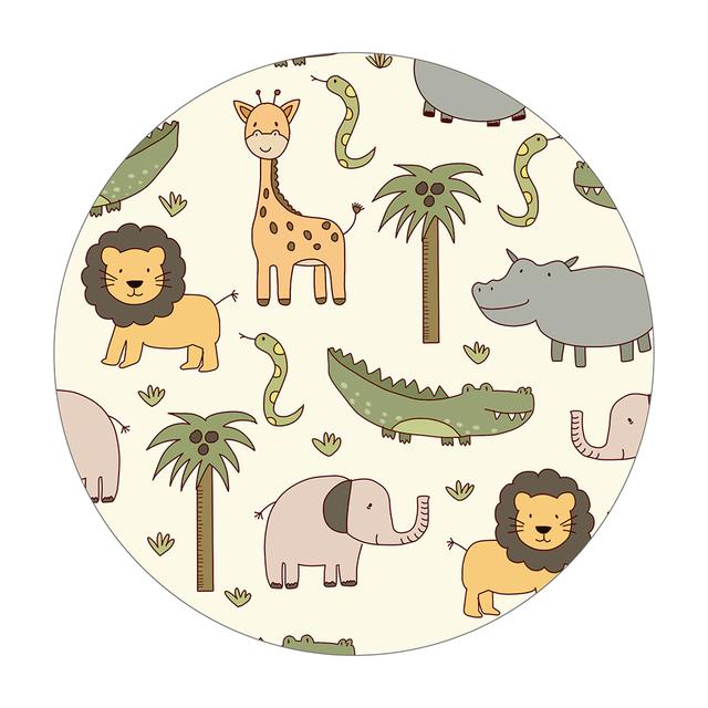 

Детский мультяшный круглый ковер с изображением животных, обучающая игра-головоломка, детский коврик для ползания, игривый круглый ковер, мягкое украшение для комнаты, альфомбра 80cm