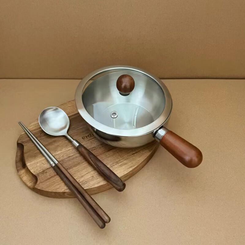 Baizi En 304 Stainless Steel Walnut Handle Bowl