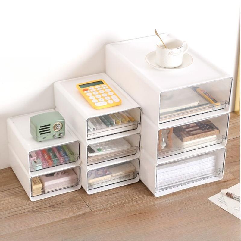 2/3pcs Office Table Clear Storage Boxes Drawer Type Office Workstation A4 File Organizer Storage Box Study Stack Storage Cabinet