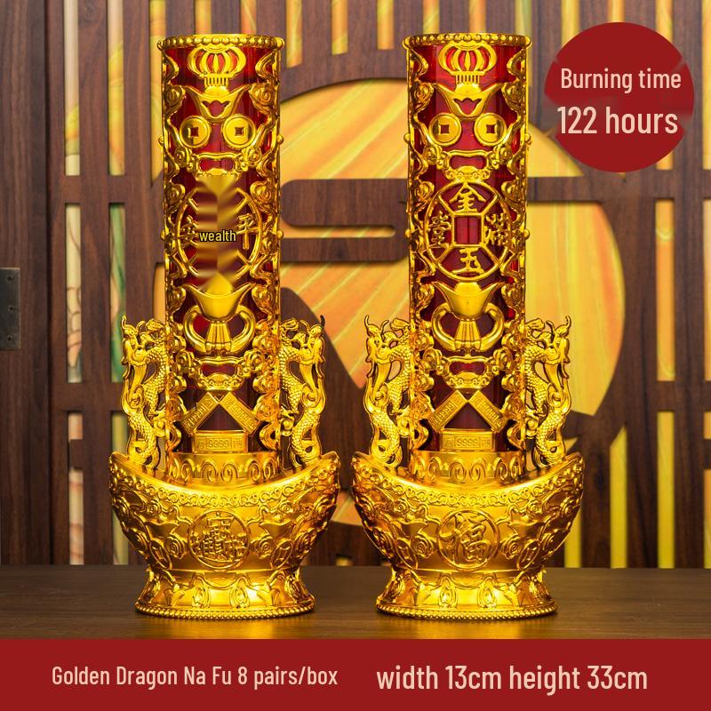 Smokeless Crystal Candle for Buddha Offerings, Housewarming, or New Year Celebrations - Windproof Red Butter Lamp