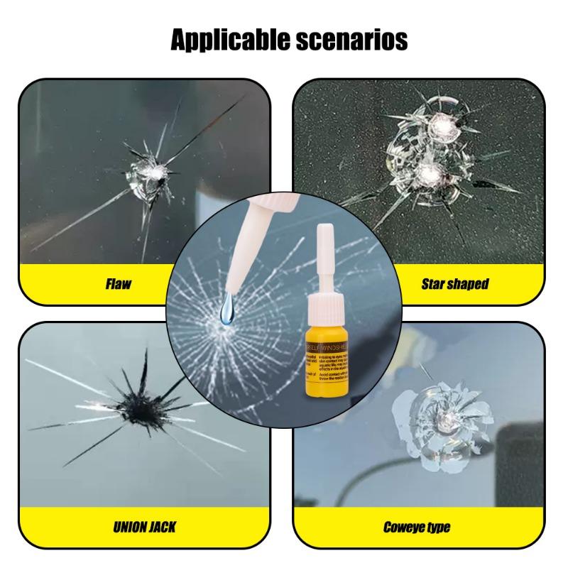 Car Glass Repair Fluid Car Windshield Crack Scratches Ox Eye Star Crescent Shaped Repair Adhesive Liquid Glass Repair Toosls