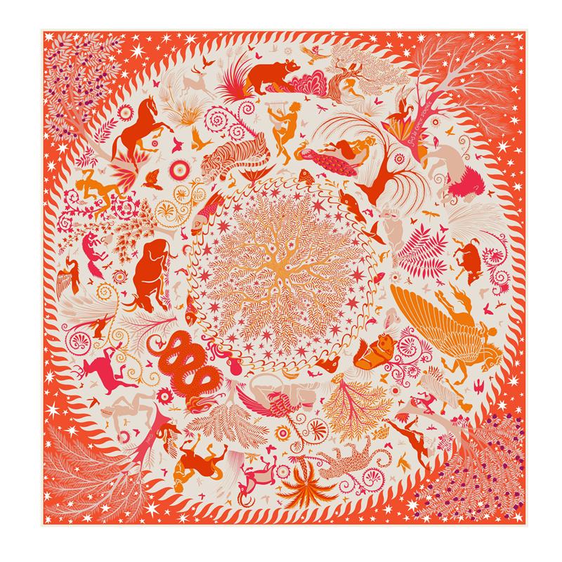 Silk Scarf Women City Street Print Square Scarves Head Echarpes Silk Foulards Femme Wraps Beach Shawl Bandana Lady Hijabs 90CM