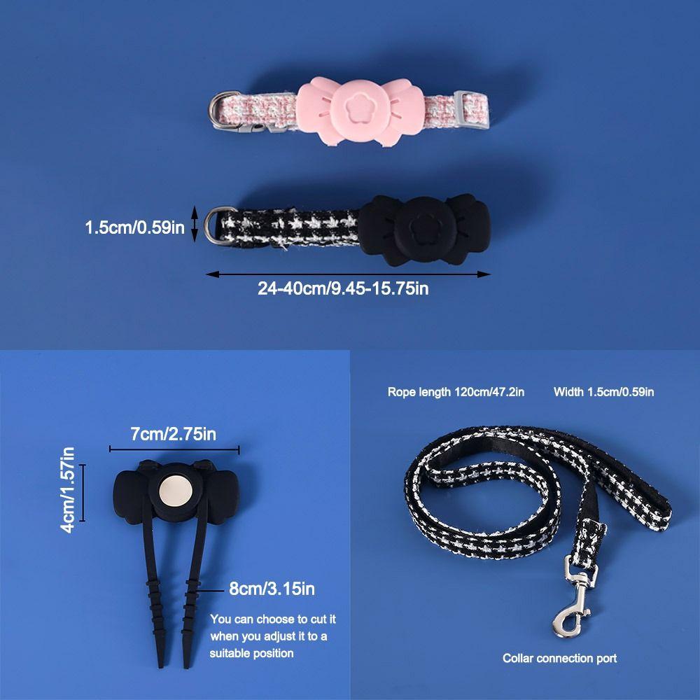 Adjustable Dog Cat Positioning Tracker Collar Cover Bow Tie Pet Leash  For Airtag Tracke