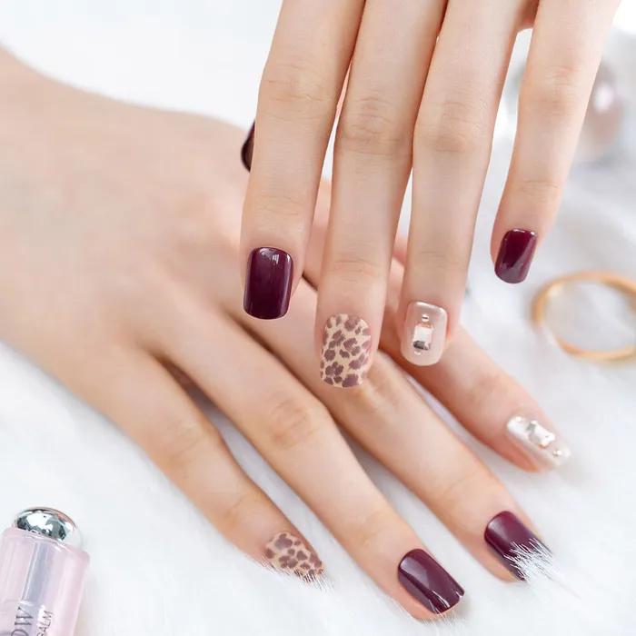 MEGA K TIPS - Cappuccino Leopard 30tips + Double-sided Tape for Nail Tips