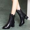Fashion British Style Black Middle Heel Women's Half High Boots On Offer Sale Gothic Comfortable and Elegant Chic Ladies Mid Calf Shoes