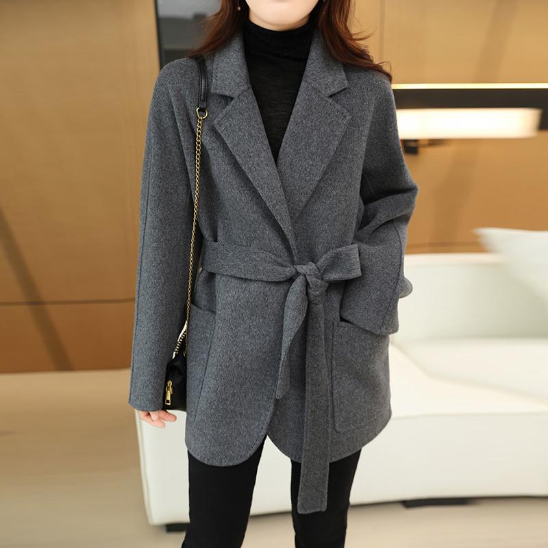 100% Wool Women Coat TIDENOVEL Autumn Wool Long Coat Handmade Pea Coat Winter Warm Wool Long Jacket Overcoat
