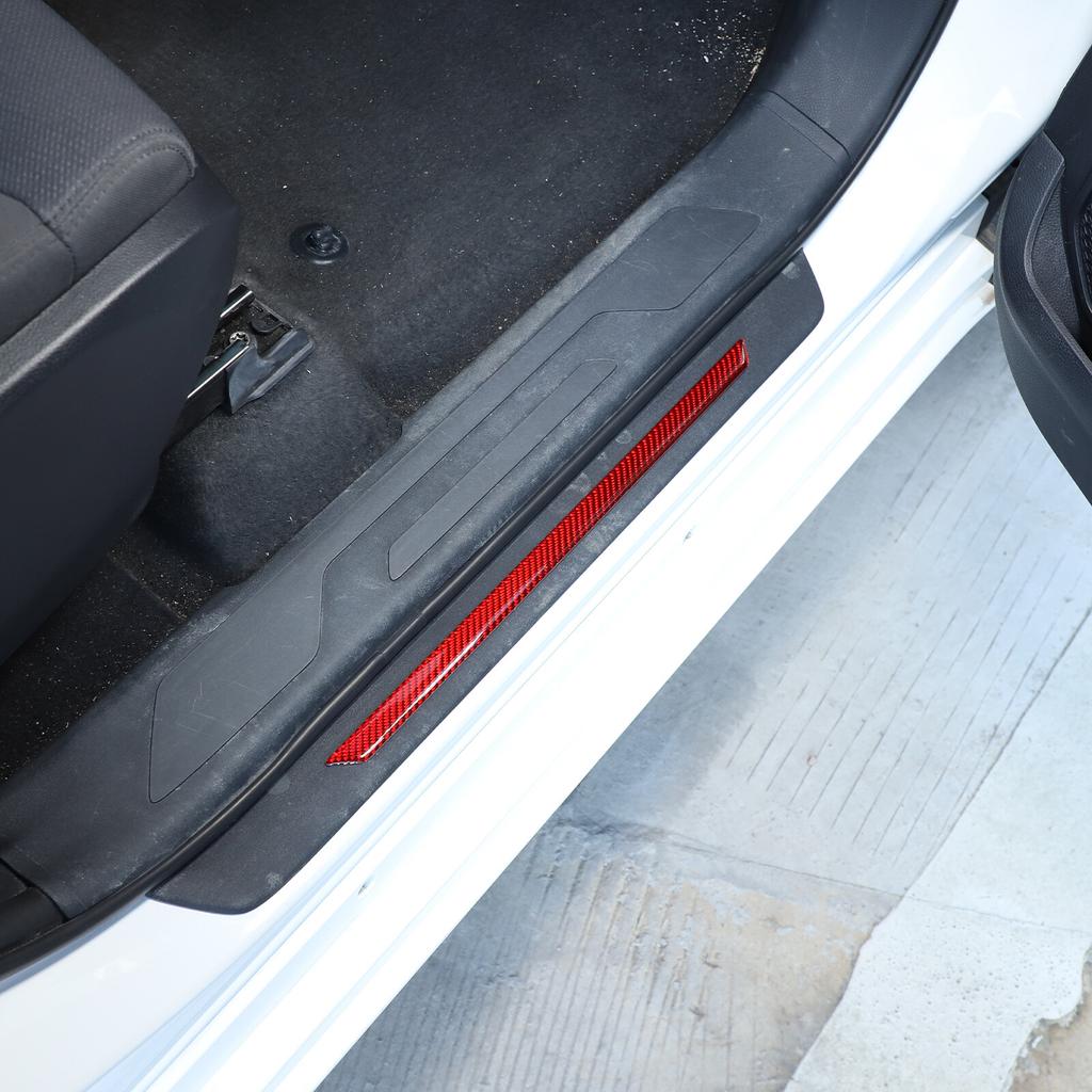 Red Carbon Fiber Scuff Plate Door Sill Cover Protector For Toyota Tundra -24
