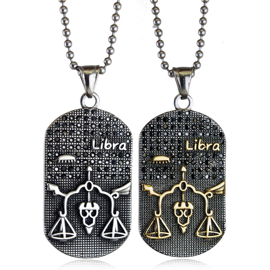 Hip Hop Mode Anhänger Punk Zwölf Sternzeichen Titanstahl Anhänger Halskette Trendy Retro Persönlichkeit Anhänger