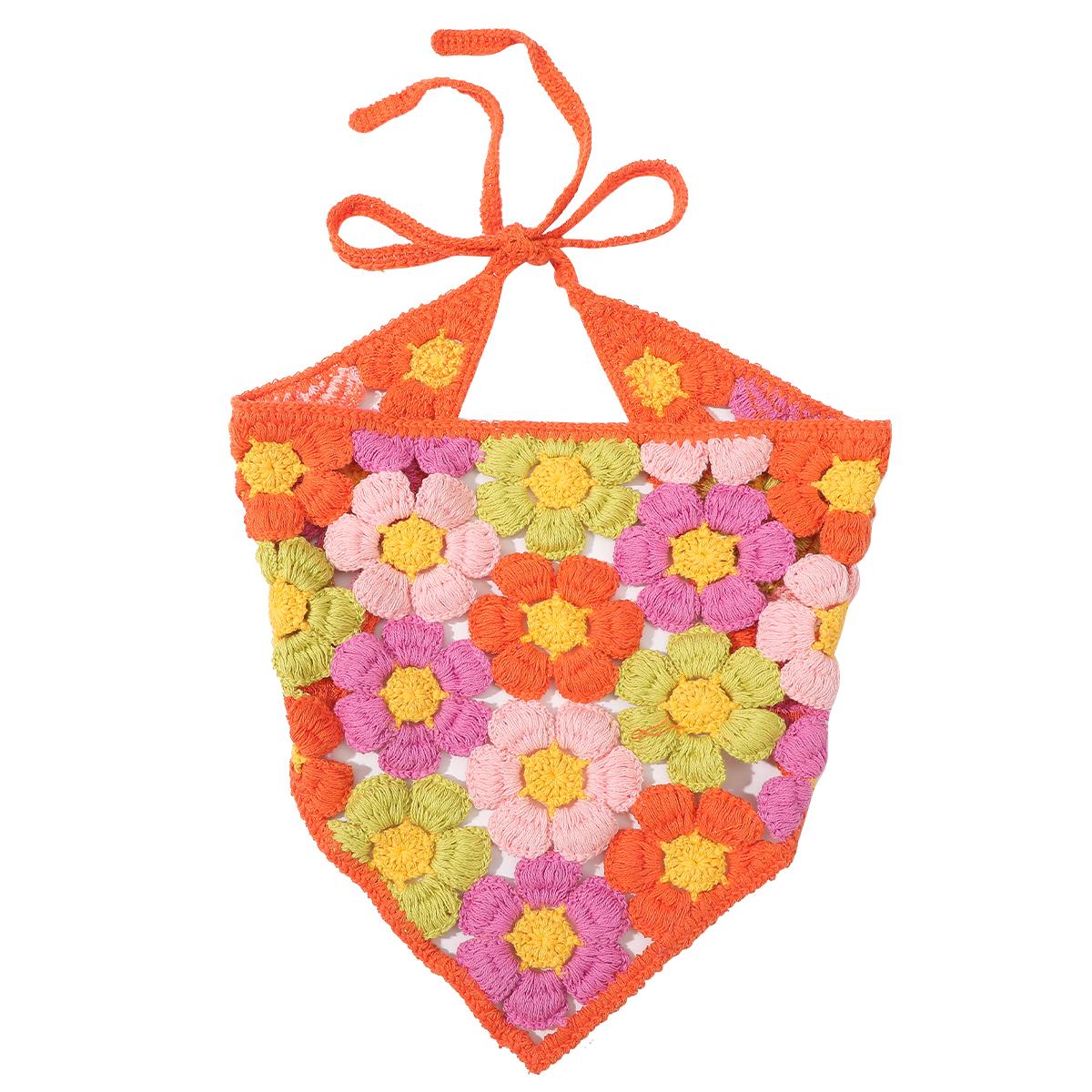 

AWAYTR Вязаная повязка на голову с оранжевым цветком, шарф для волос, резинки для женщин, праздничный головной убор, весенний принт, бандана, тюрбан, повязка на голову, головной убор