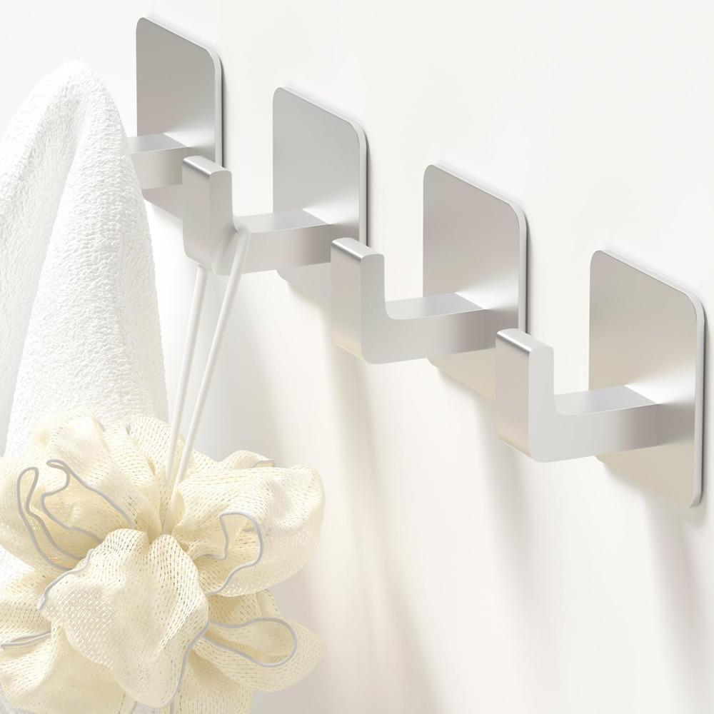 

4 шт. квадратных самоклеящихся крючков, настенных крючков для подвешивания полотенец 4 PCS серебряный