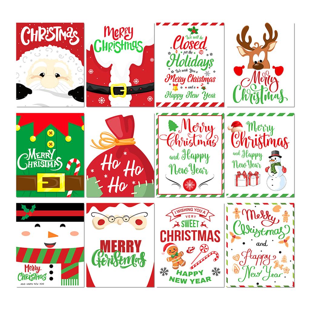 Christmas Wine Bottle Label Stickers For Decoration Cute Waterproof Labels 12 Pcs