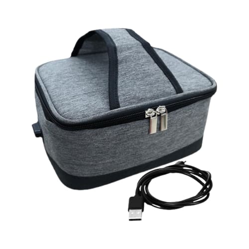 Fenteer USB Lunchbox Heater Insulated Bag with Zipper, Meal Reheating Food Warmer for Travel, Office, Cooking, Picnics, Camping, Gray